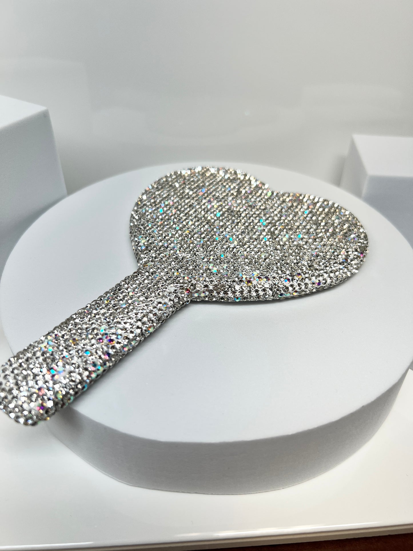 Sparkling Diamond Heart Shape Handheld Mirror