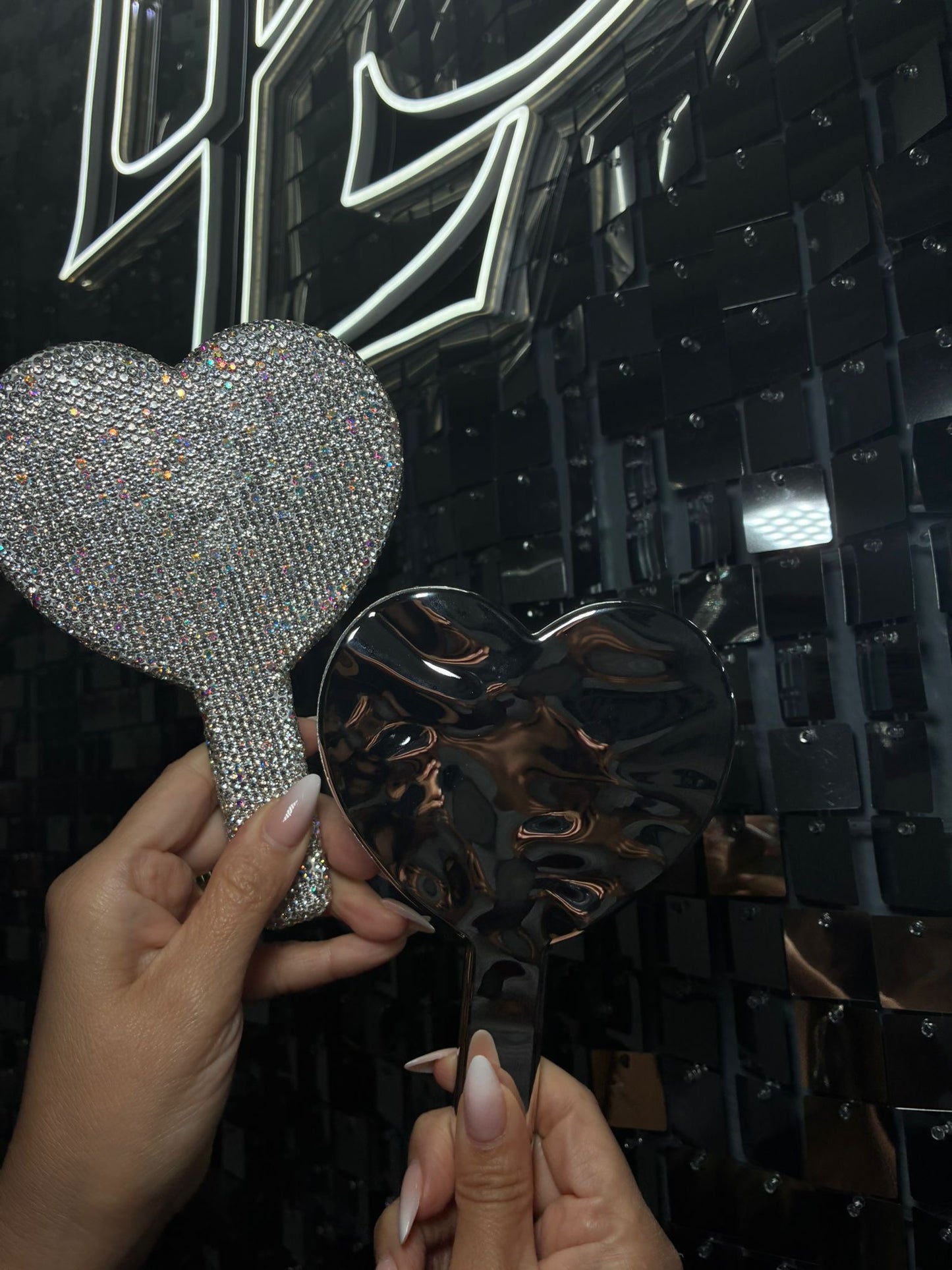 Diamond Handheld Mirror (Pink & Black)